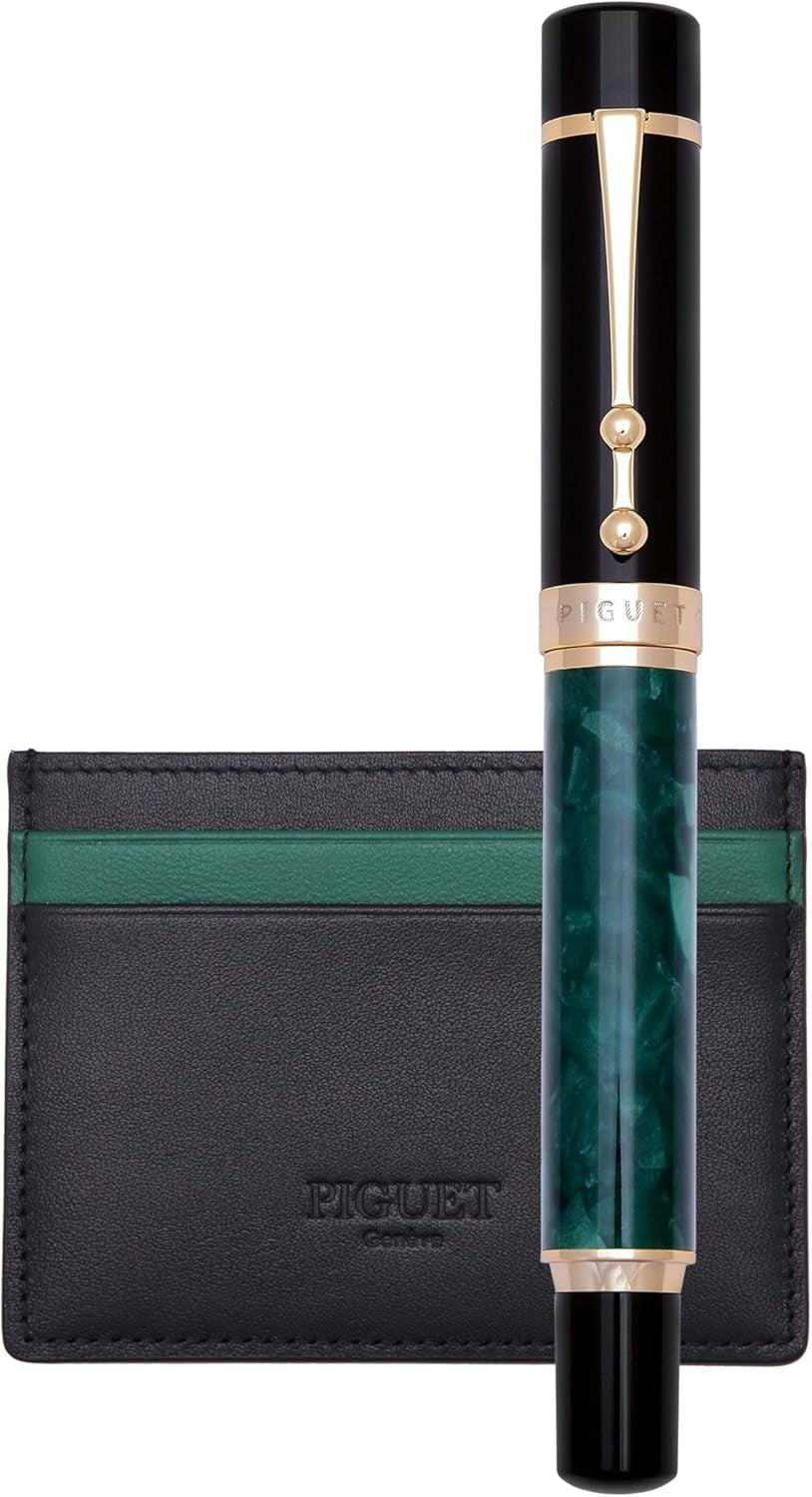 Luxury Fountain Pen Marble Vert Set Medium Nib Smooth Writing Gift