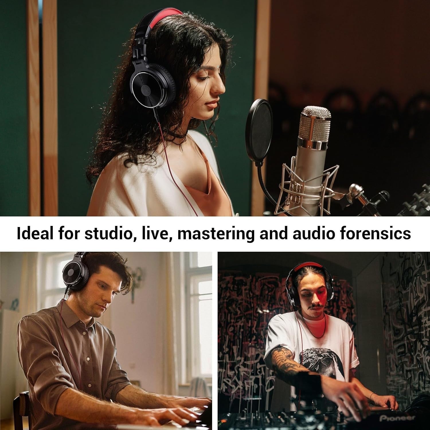 Studio Over Ear Headphones Hi-Fi Sound 50mm Drivers DJ Recording