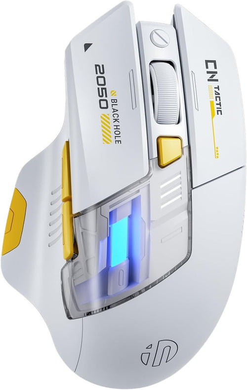 White Bluetooth Wireless Mouse Rechargeable RGB 2400DPI Dual Mode Laptop PC