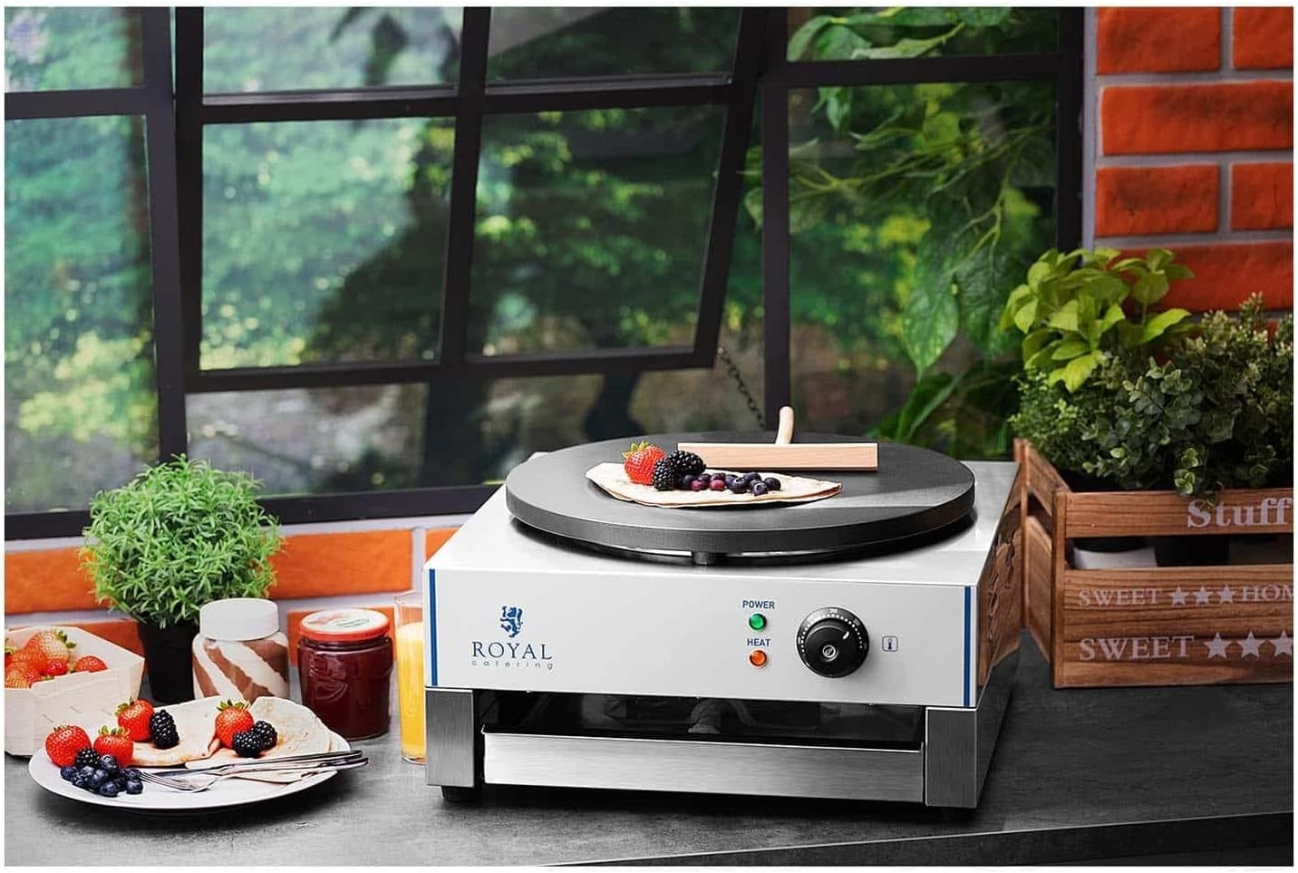 Commercial Crepe Maker 3000W Cast Iron Plate | Pro Pancake Griddle 40cm