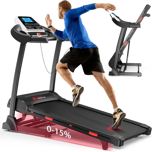 Folding Treadmill 1-16KM/H with 0-15% Incline & 18 Fitness Programs