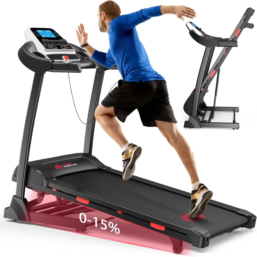 Folding Treadmill 1-16KM/H with 0-15% Incline & 18 Fitness Programs