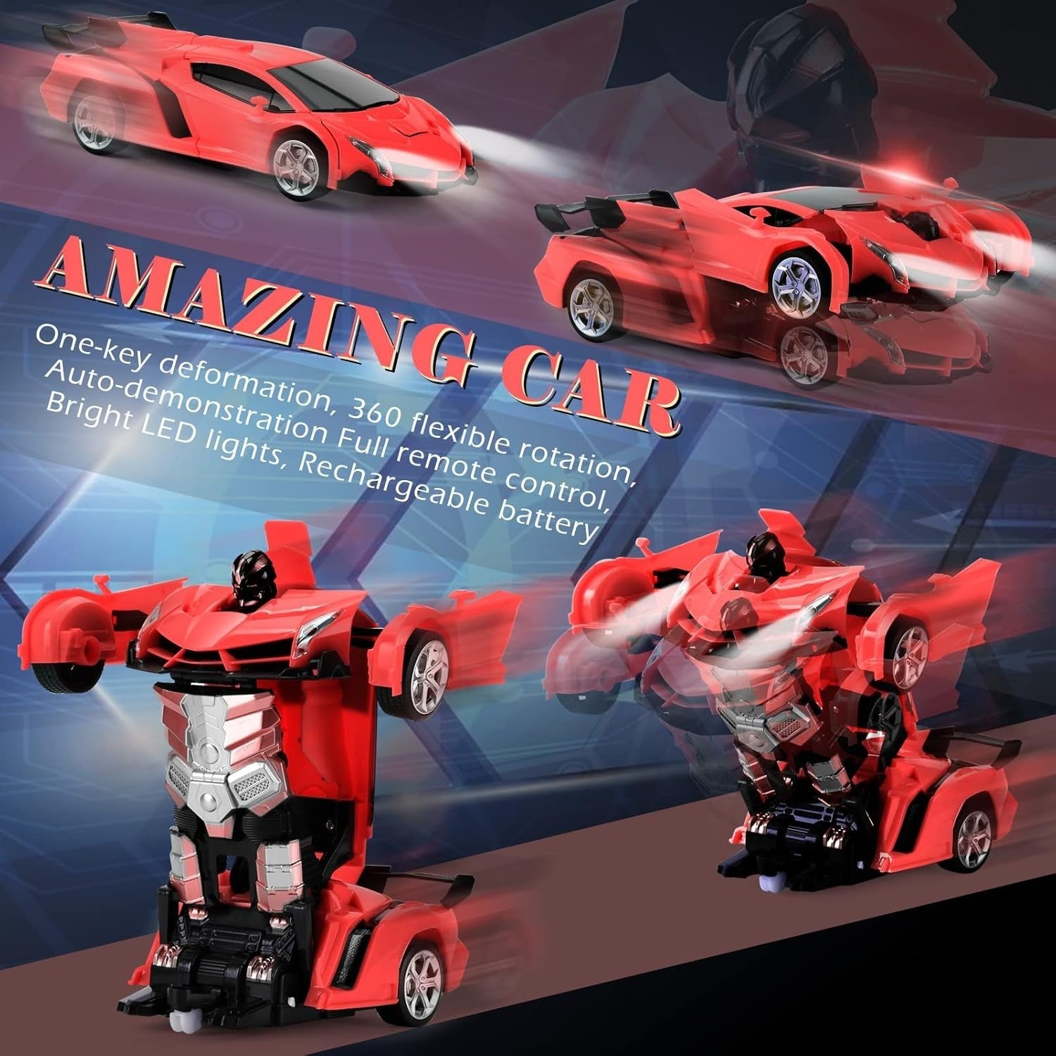 Robot RC Car 360° Spin Toy – Rechargeable Gift for Kids 3–8+