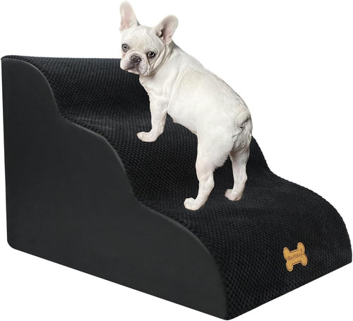 3-Step Dog Stairs Non-Slip Pet Ramp for Small Dogs Cats Black