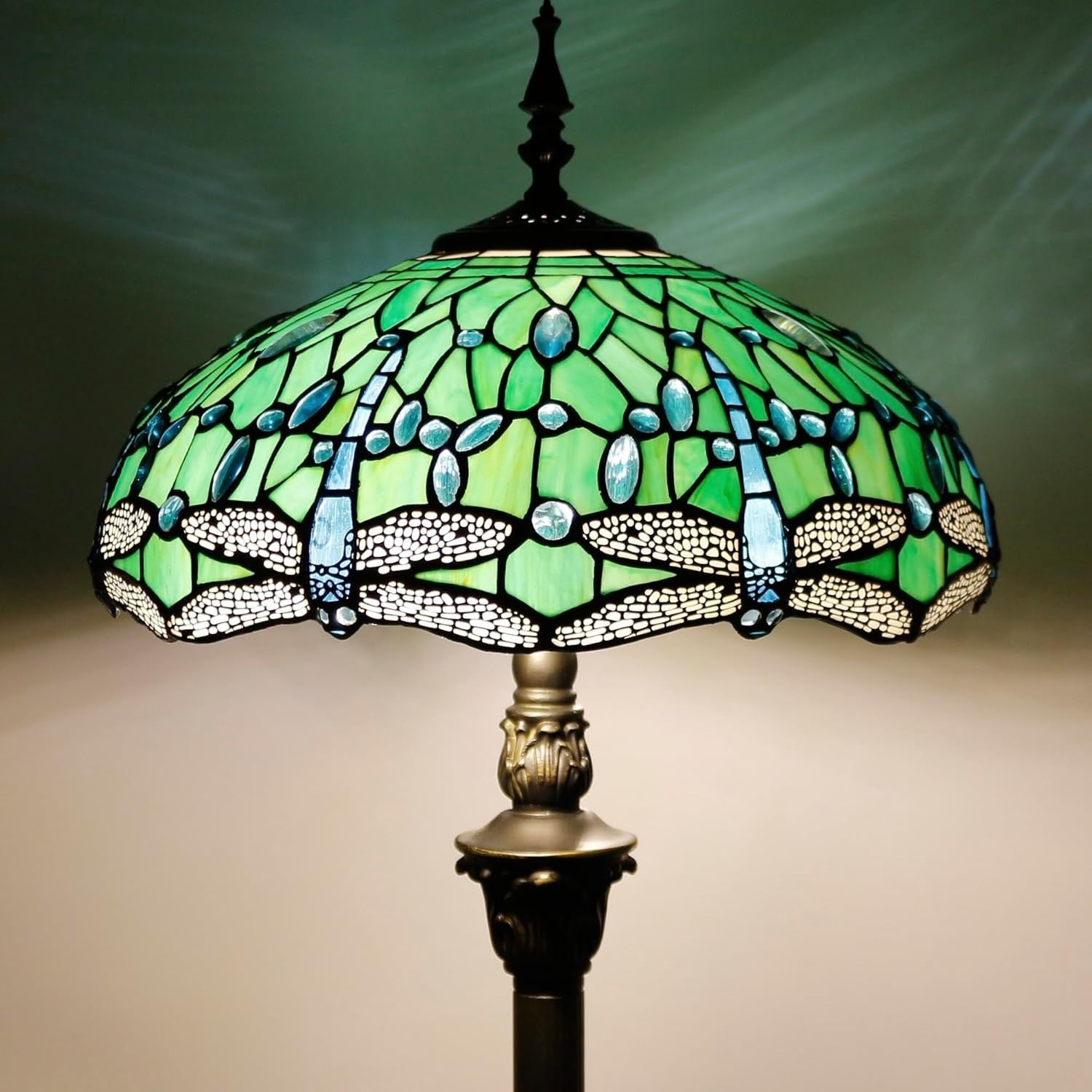 Stained Glass Tiffany Floor Lamp 70" Tall Antique Style Reading Light