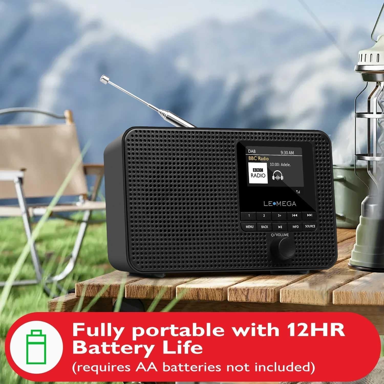 Portable Internet Radio DAB+ Bluetooth FM 12hr Play Alarm