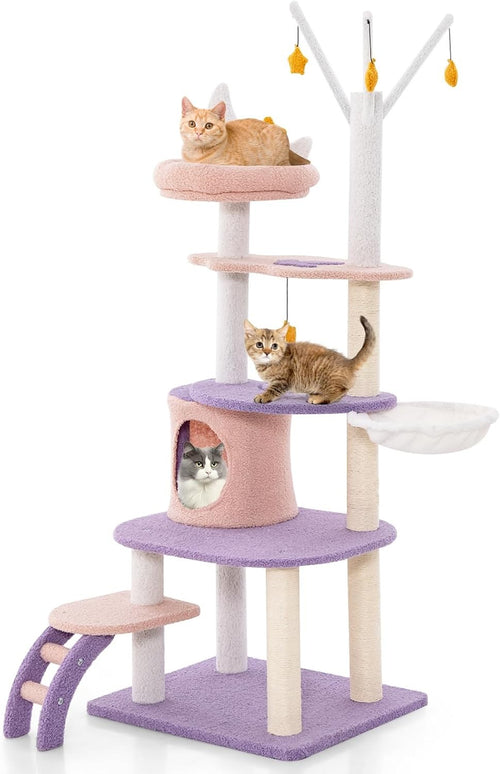 Cat Tree 160cm Multi Level Climbing Tower Condo Hammock Sisal Indoor Cats