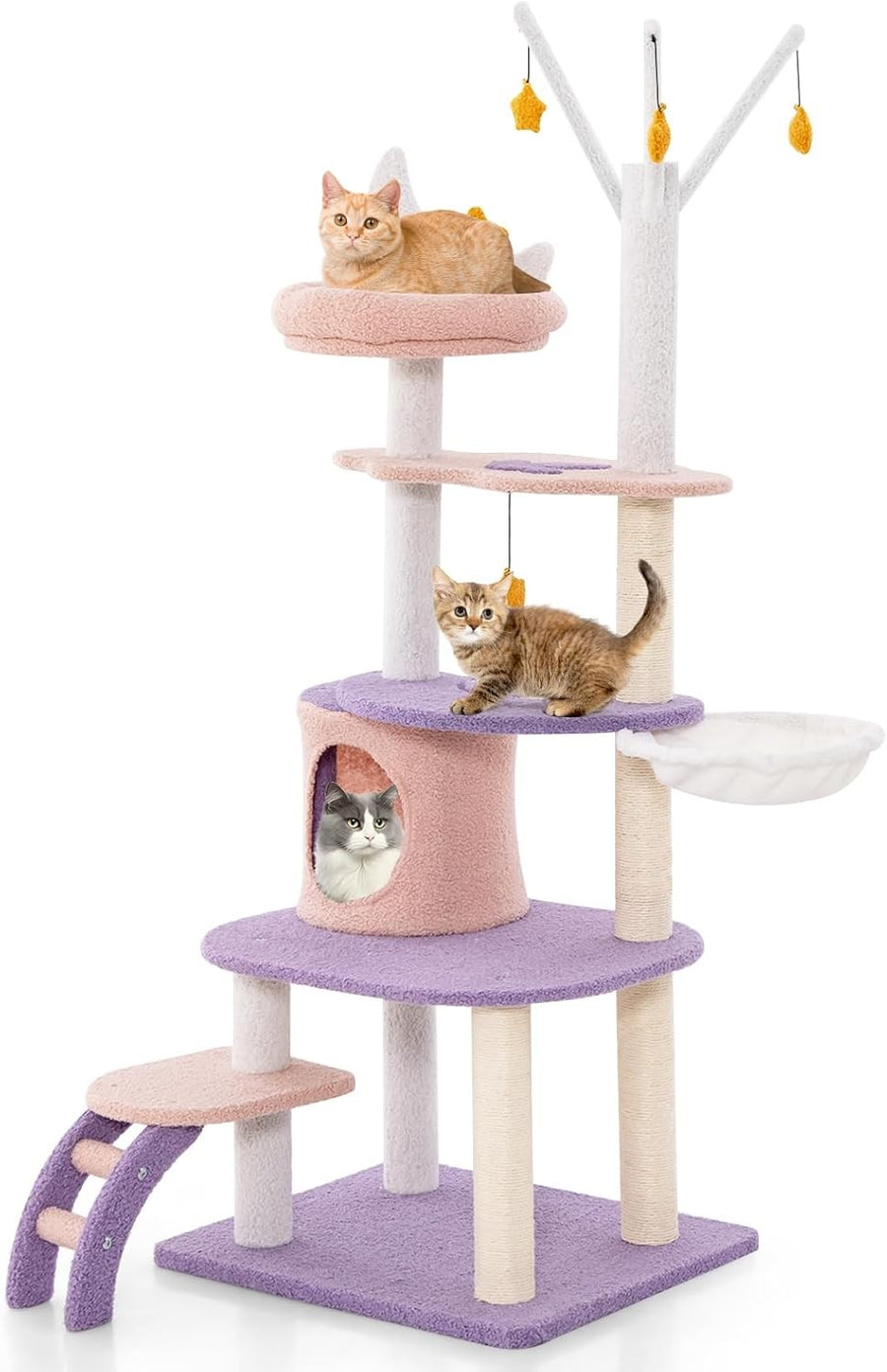 Cat Tree 160cm Multi Level Climbing Tower Condo Hammock Sisal Indoor Cats