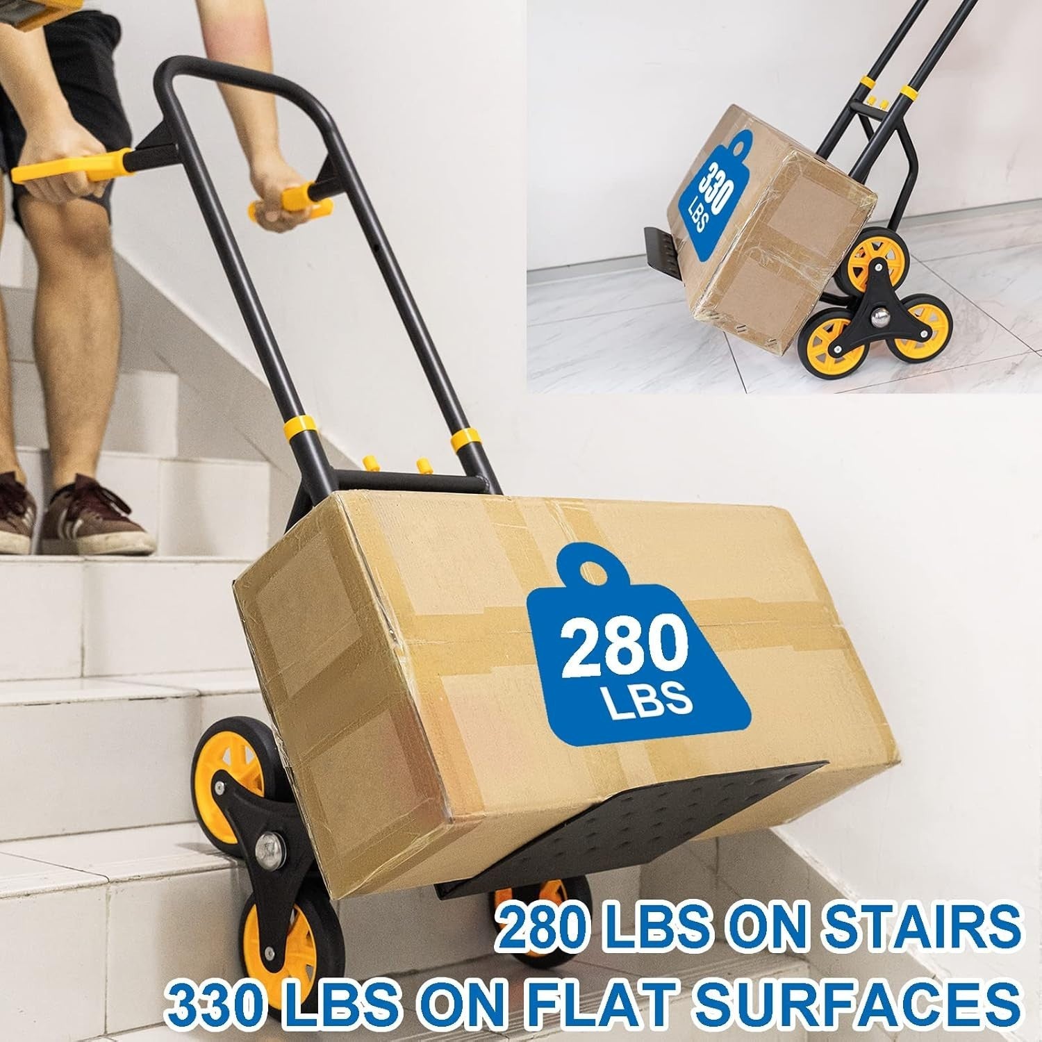 Stair Climbing Hand Truck 330lb Heavy Duty Folding Dolly 6 Wheel
