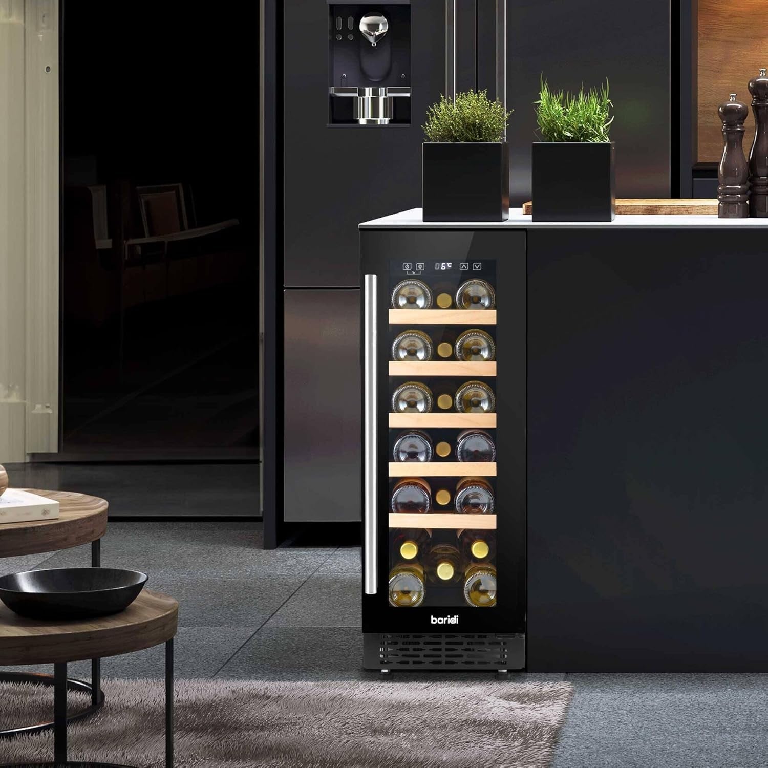 Slim Built In Wine Cooler 30cm Under Counter Fridge Touch Control 20 Bottle