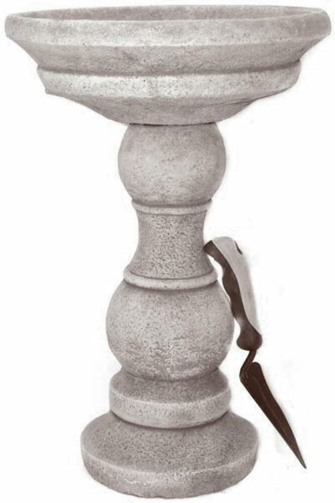 Stone Bird Bath Sculpture | Smooth Tear Drop Garden Ornament 106cm Tall