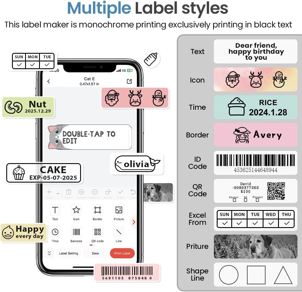 Mini Bluetooth Label Maker Portable Thermal Sticker Printe