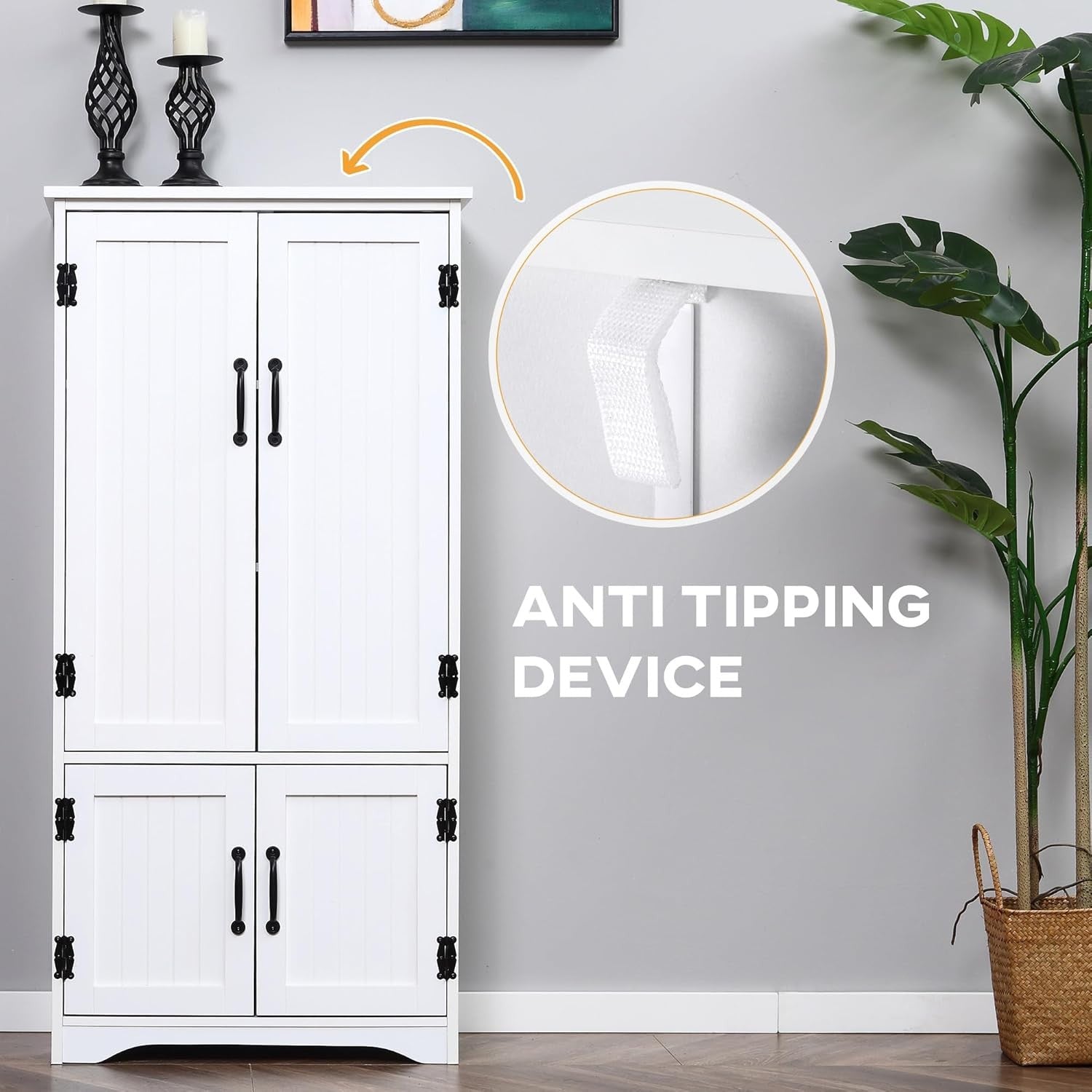 Tall White Storage Cabinet Cupboard Adjustable Shelves Kitchen Unit