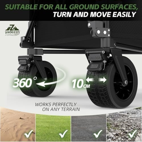 400L Extra Large Folding Camping Trolley Wagon Beach Cart 10cm Wheels