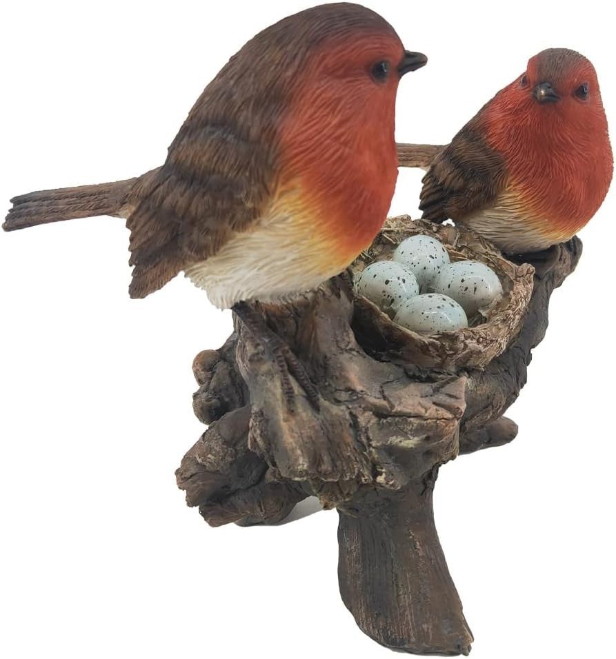 19cm Robin Bird Ornament – Hand-Painted Resin Garden Statue, Frost-Resistant