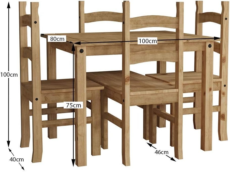 Pine 4-Seater Dining Table Set | Solid Wood, Compact, Easy Assembly