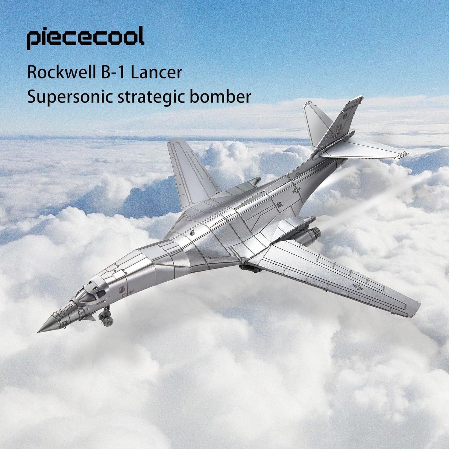 3D Metal B-1 Bomber Puzzle Model Kit - Stainless Steel, DIY, 84 Pieces