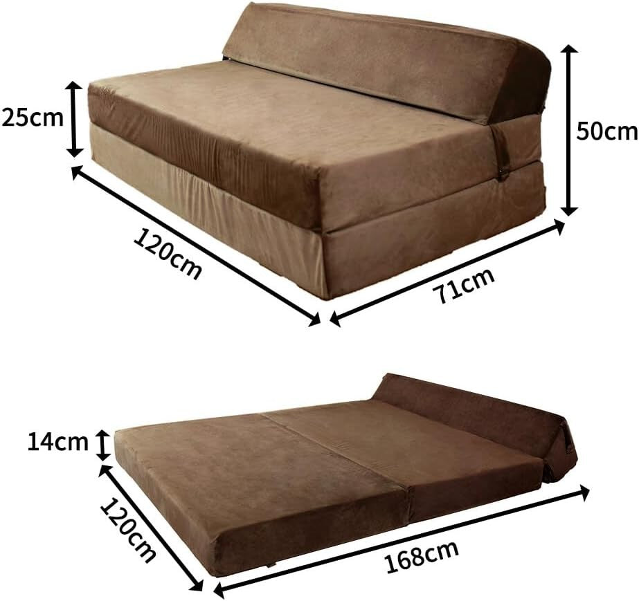 Double Fold Out Velvet Sofa Bed | Plush Foam Mattress | Space-Saving Z Bed