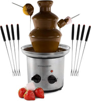 Electric Chocolate Fountain 3 Tier Fondue Set 1L Party Machine 8 Skewers