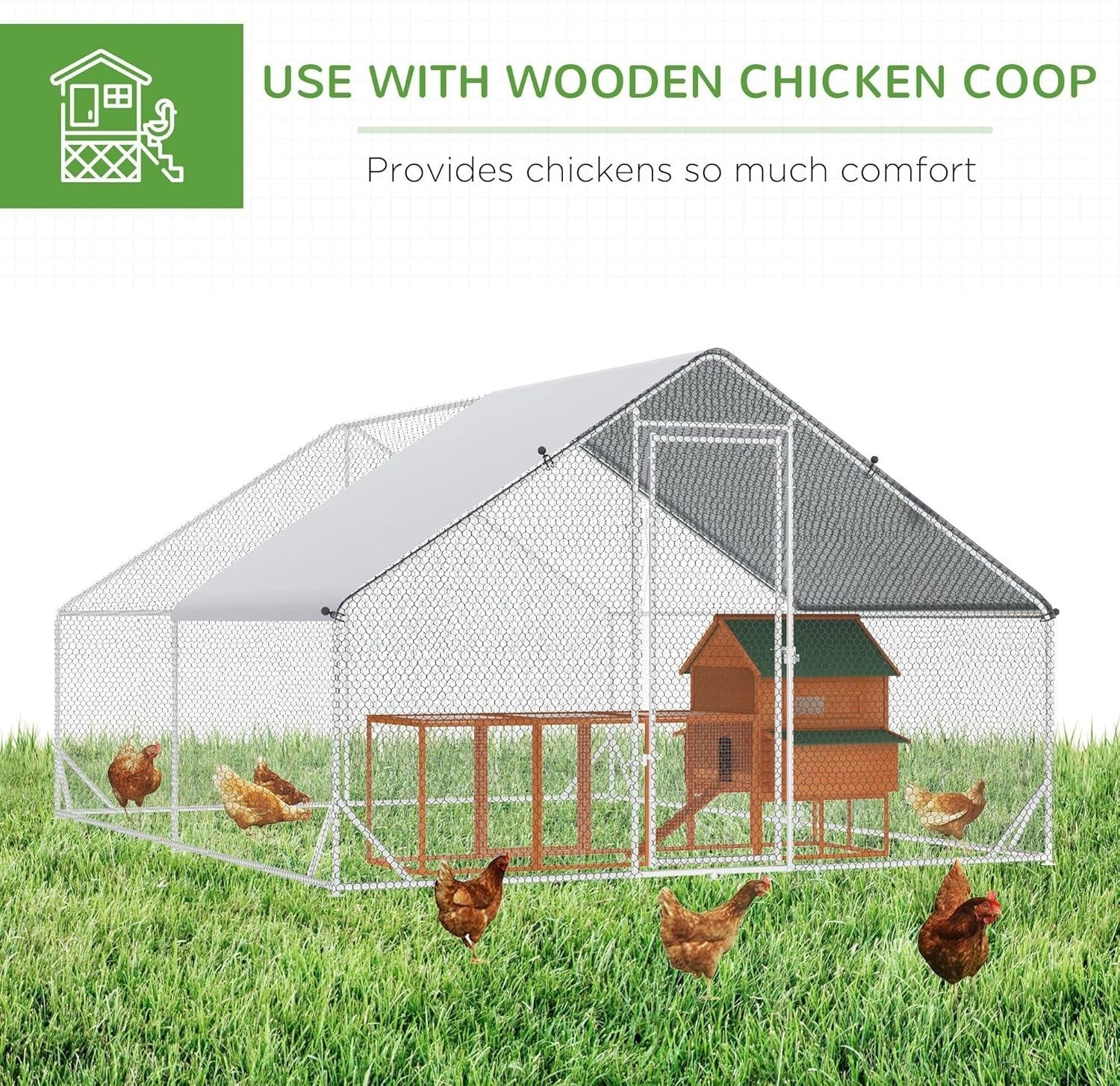 Large Walk In Chicken Run Galvanised Outdoor Pet Enclosure 3x4m 8–12 Hens