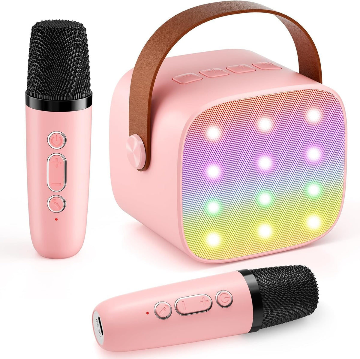 Mini Karaoke Machine with 2 Wireless Mics Kids Bluetooth