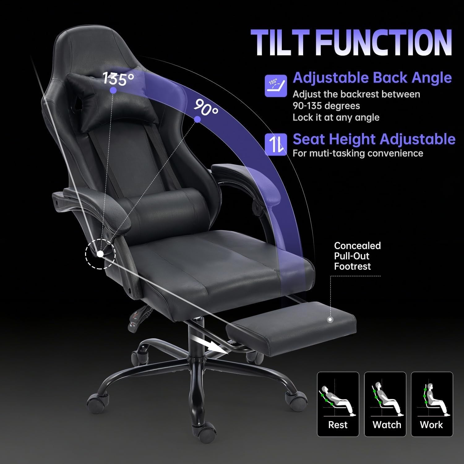 Ergonomic Gaming Chair Recliner Swivel Desk Chair Lumbar