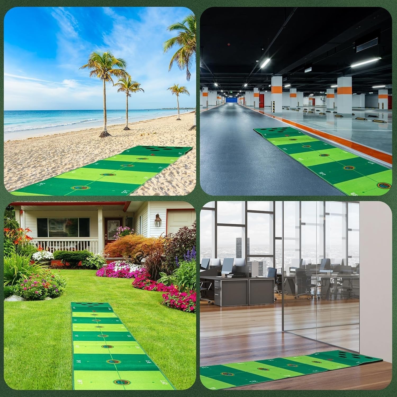Indoor Putting Green Golf Game Mat Training Aid Office Home Practice Set