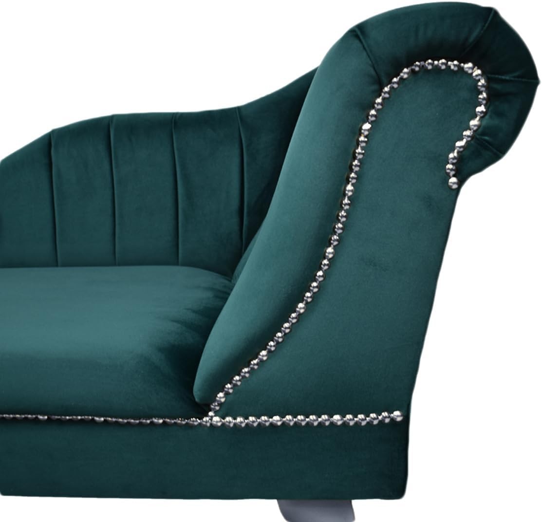 Velvet Chaise Lounge Right Hand Tufted Accent Sofa Chair Jasper 133cm