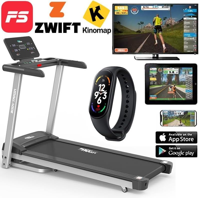 Folding Bluetooth Treadmill 14km/h 15-Level Incline 2.5HP App Kinomap Zwift Home