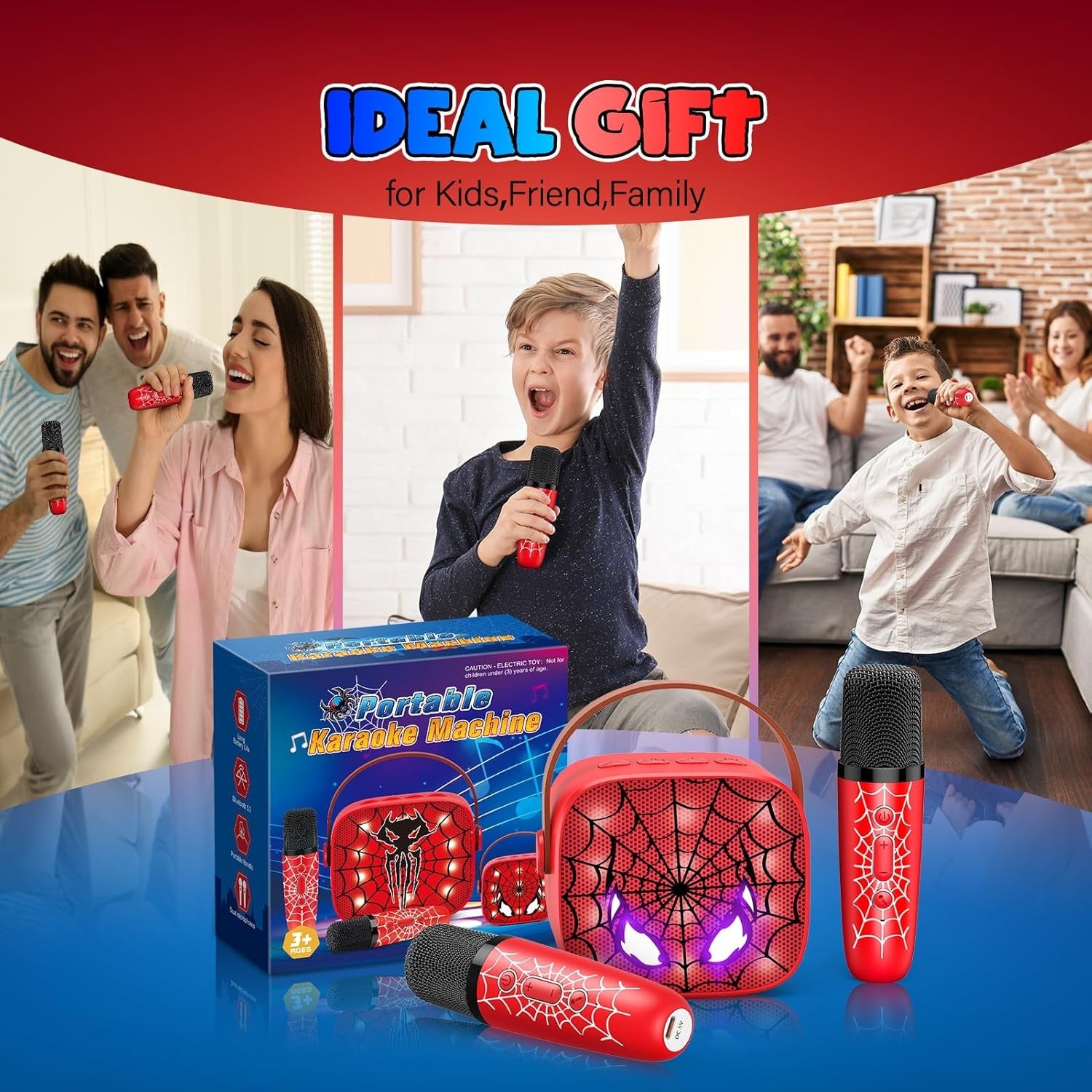 Kids Karaoke Machine 2 Wireless Bluetooth LED