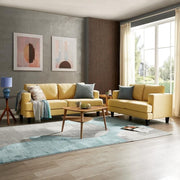 2 Seater Mustard Linen Sofa Couch Foam Cushions Small Living Room