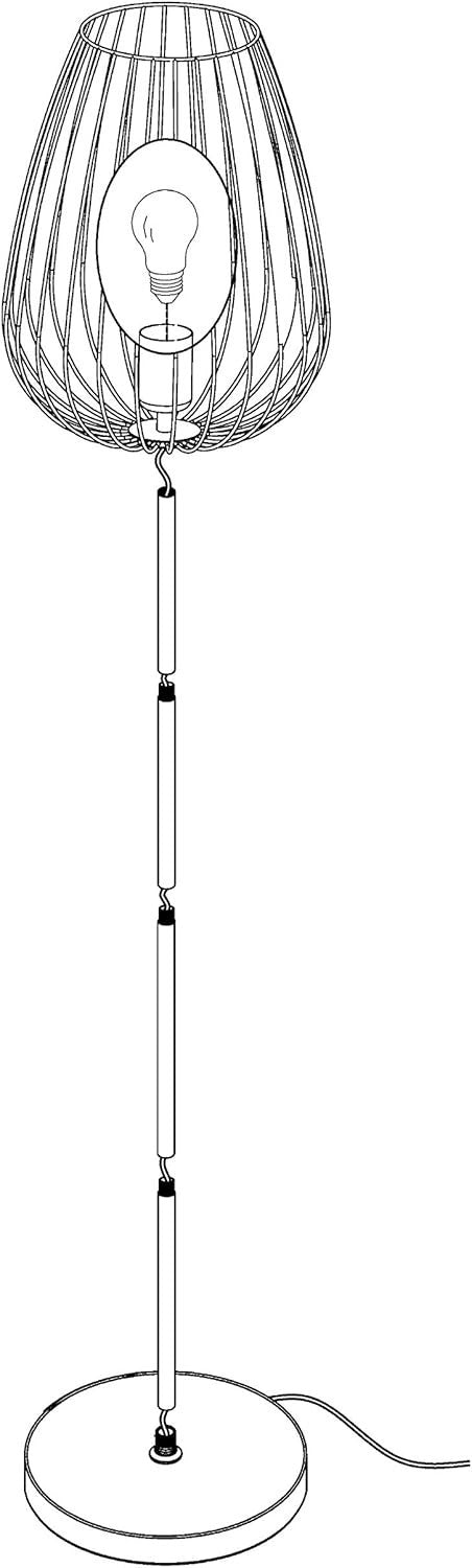 Vintage Black Steel Floor Lamp with Foot Switch, E27 Socket, Living Room