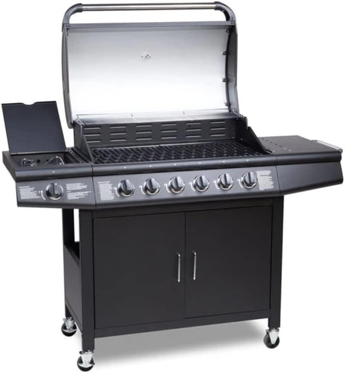 7 Burner Gas BBQ Grill with Side Burner, Warming Rack, Weatherproof Cover
