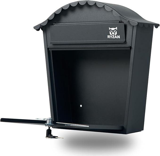 Wall Mounted Waterproof Mailbox Outdoor Steel Post Box Lockable Secure Parcel