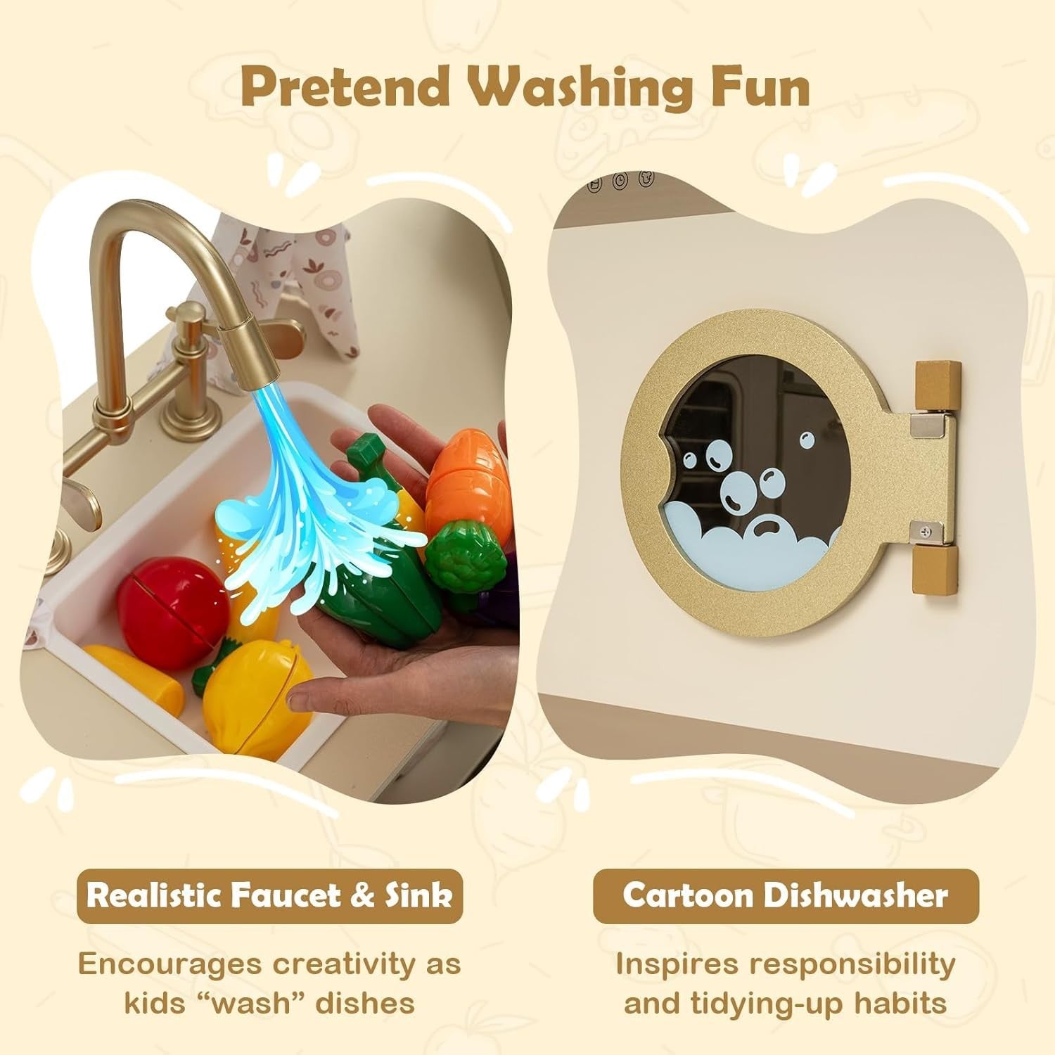 Corner Kids Play Kitchen Green w/ Fridge Coffee Maker Accessories