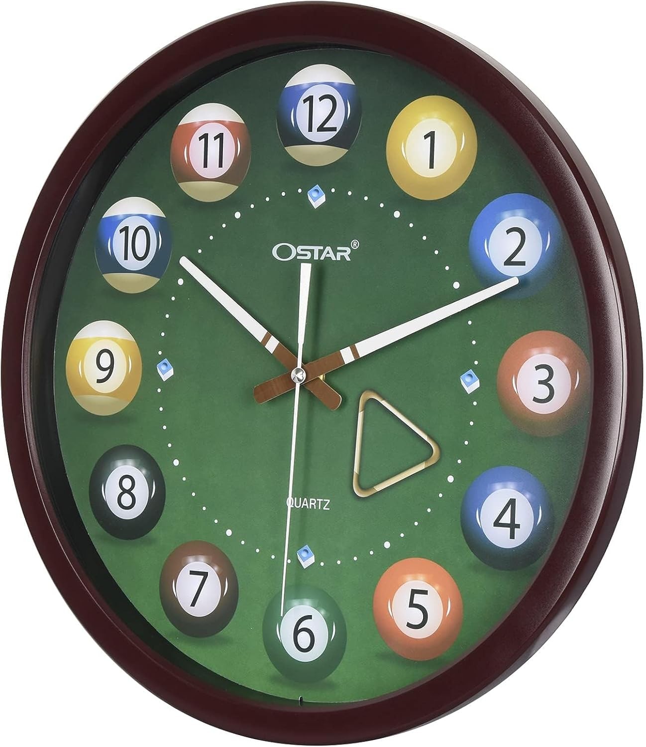 14" Pool Ball Wall Clock Billiards Theme Silent Quartz Bar Game Room Decor