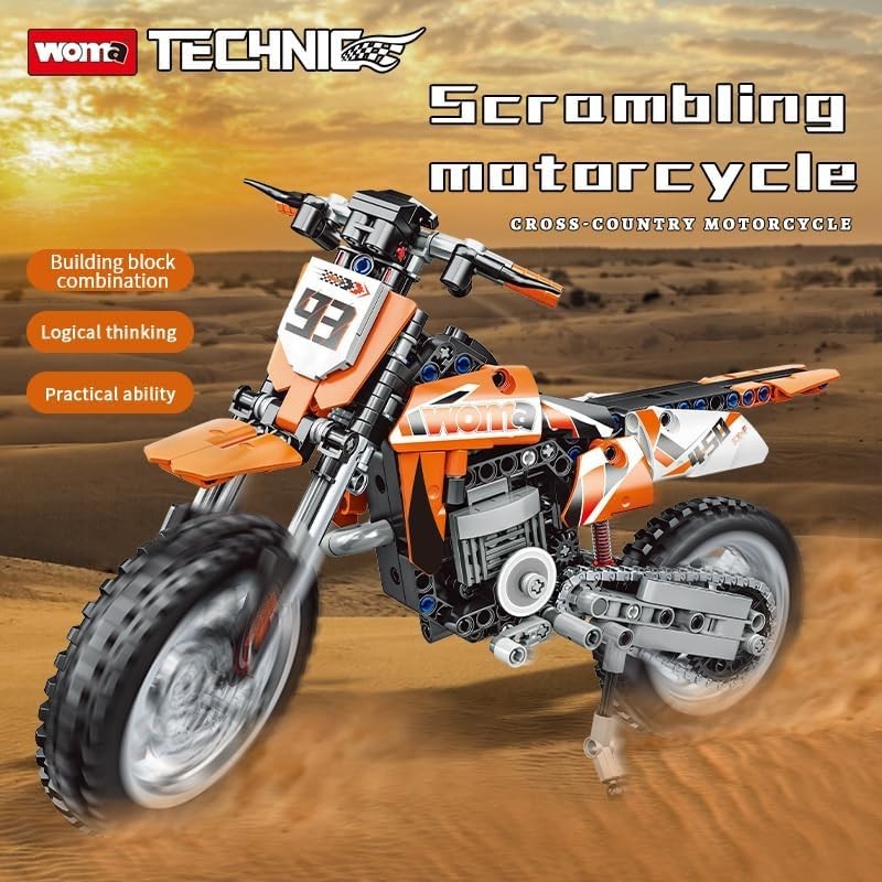 Motorcycle Racing Model Kit 434 pcs, STEM Building Set for Kids & Adults