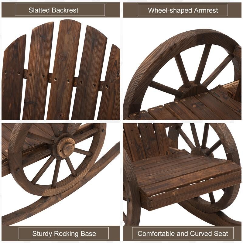Wooden Garden Rocking Chair Outdoor Patio Porch Fir Wood Rocker Rustic Seat