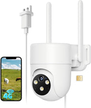 4G LTE Security Camera Outdoor 2K PTZ CCTV SIM Card 24/7 Recording