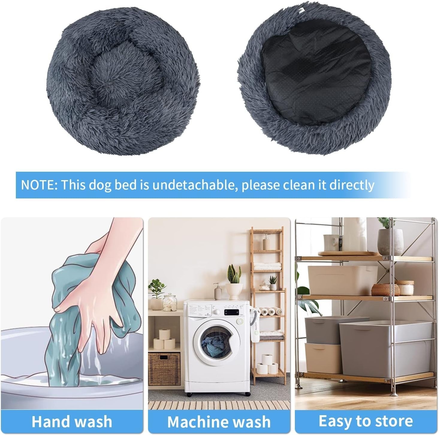 90cm XXL Calming Dog Cat Bed Plush Donut Washable