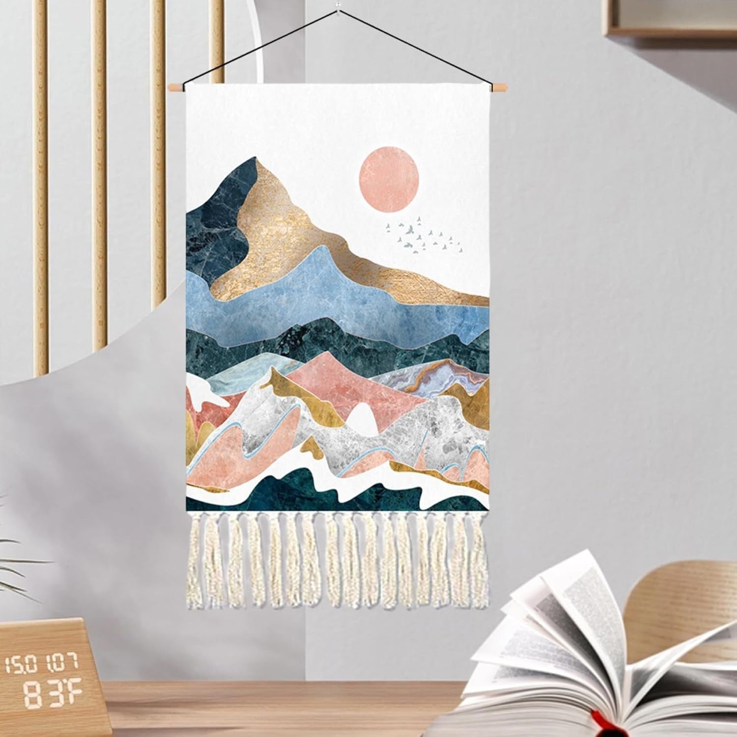 Macrame Wall Hanging Tapestry 35x60cm Boho Sun Goose Decor
