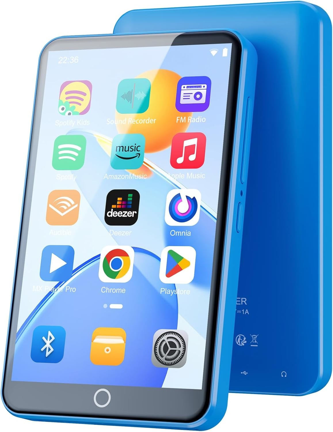 80GB MP3 Player Bluetooth WiFi 4" Touchscreen FM Radio Blue