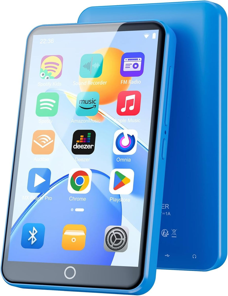 80GB MP3 Player Bluetooth WiFi 4" Touchscreen FM Radio Blue