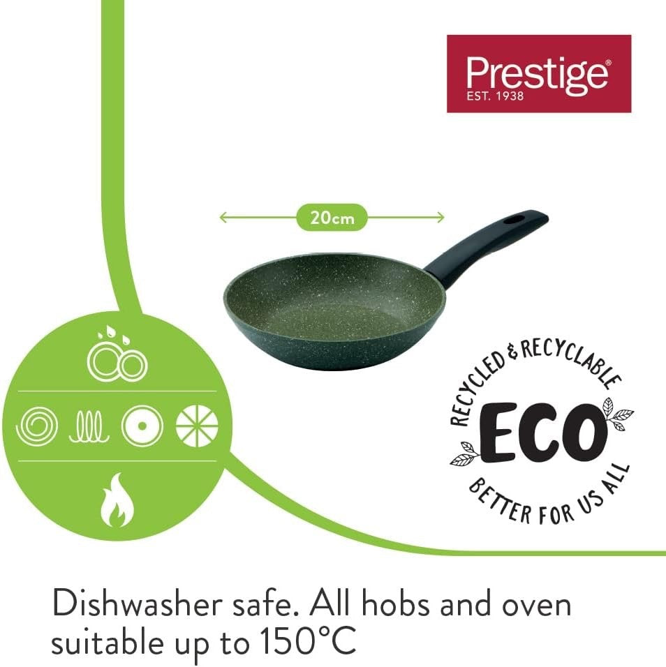 20cm Green Eco Non Stick Frying Pan Induction Compatible Dishwasher Safe
