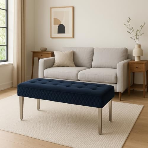 Luxury Black Velvet 3-Seater Bench Modern Upholstered Dining & Entryway Seat