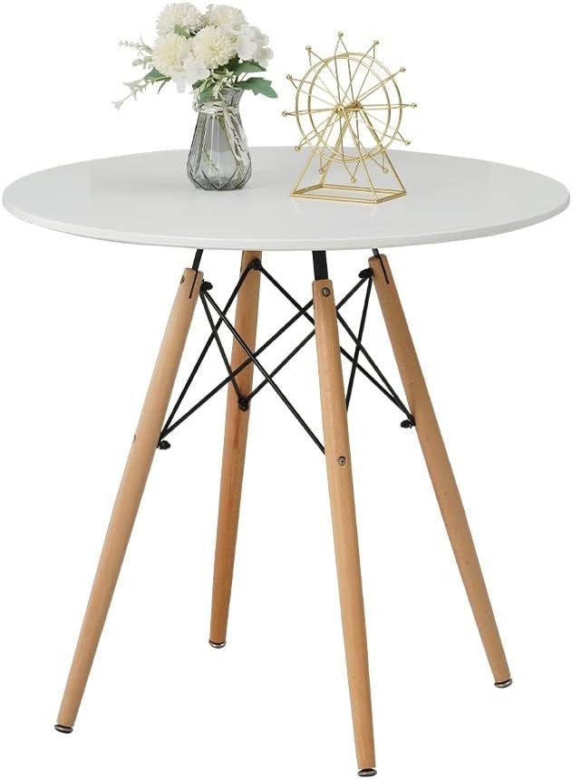 Round Dining Table Set for 4 – Black PU Chairs – Compact Small Space