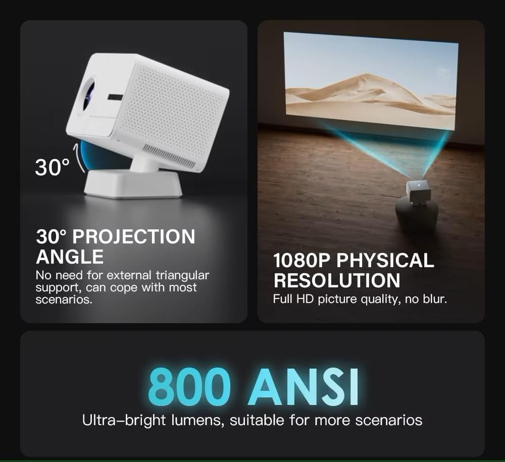 Smart 1080P Projector Android 11 WiFi Bluetooth Auto Focus 4K