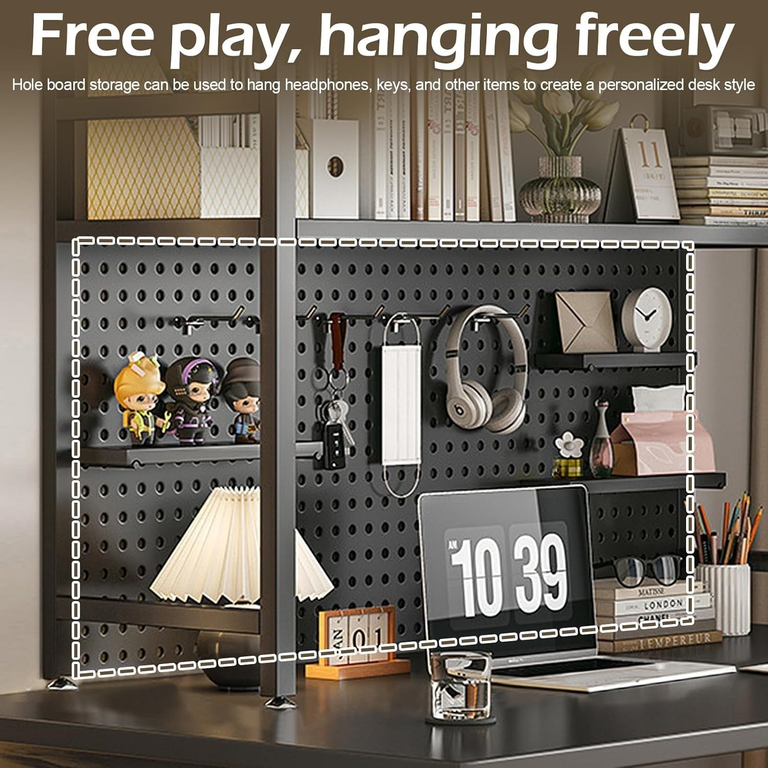 115cm Industrial Desktop Bookshelf 2-Tier Metal Desk Hutch Storage Rack