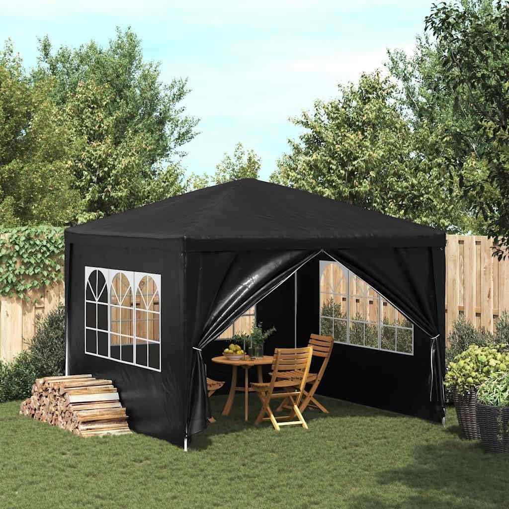 3x3m Anthracite Party Tent Gazebo PE Canopy Steel Frame w/ Sides & Door