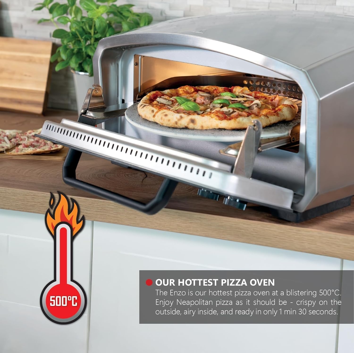 Electric Pizza Oven 500°C 33cm Rotating Stone Indoor Outdoor Maker 2100W